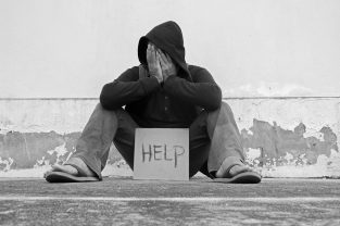 Homeless person,Poverty issue concept and ideas background